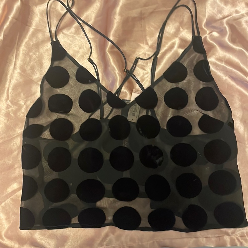 Victoria’s Secret Black Polka Dot Intimate Crop Top BNWT XS